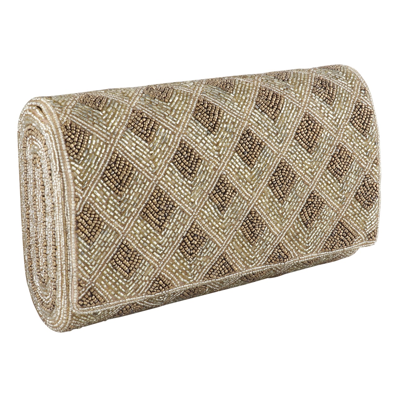 Gold flap Clutch Bag with Beadwork - Image 2