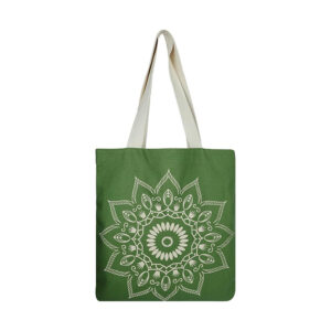 Floral Reusable Canvas Green & White Aesthetic Tote Bag