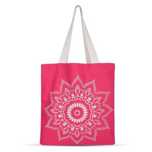 Aesthetic Grocery Bag Pink Canvas Tote Floral Reusable Bag