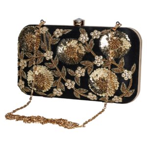 Black Embroidered Clutch Bag