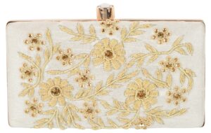 White Embroidered Clutch Bag